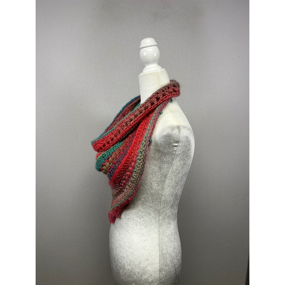 Boho Cottagecore Hippie Women OS Multi-Color‎ Crochet Triangle Infinity Scarf - Picture 2 of 6
